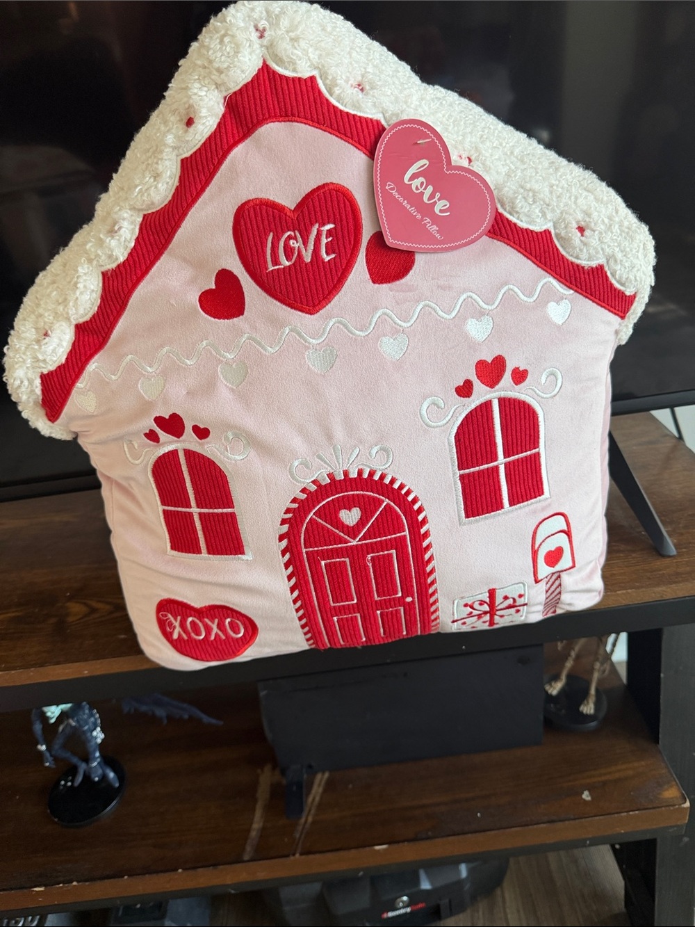 Valentine House Decorative Pillow - Pink & Red